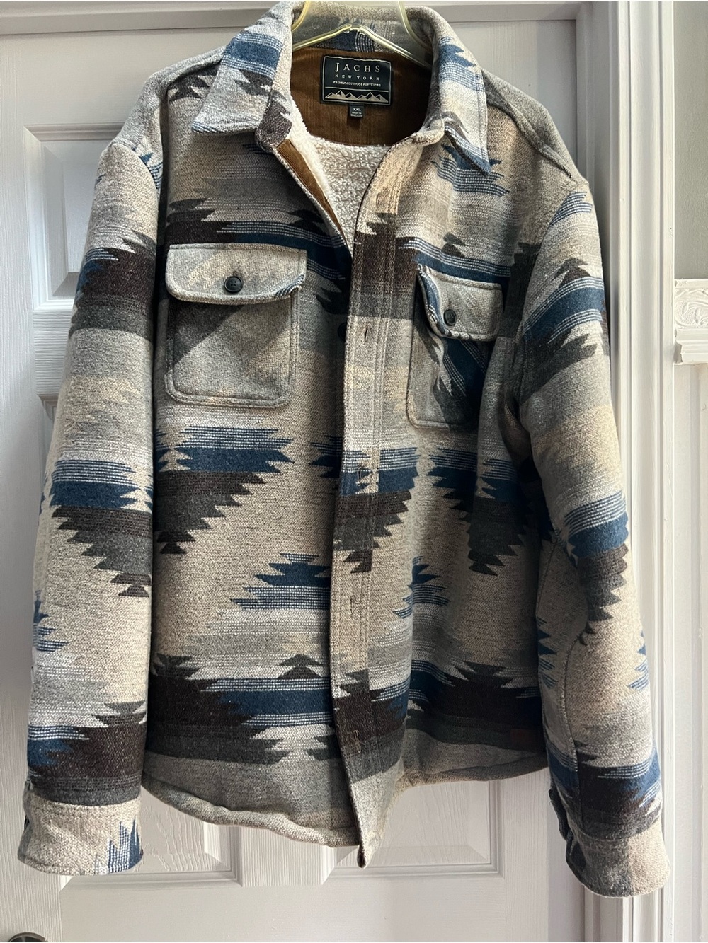 Jachs Men's Patterned Lightweight Shirt Jacket in Beige, Blue, Brown